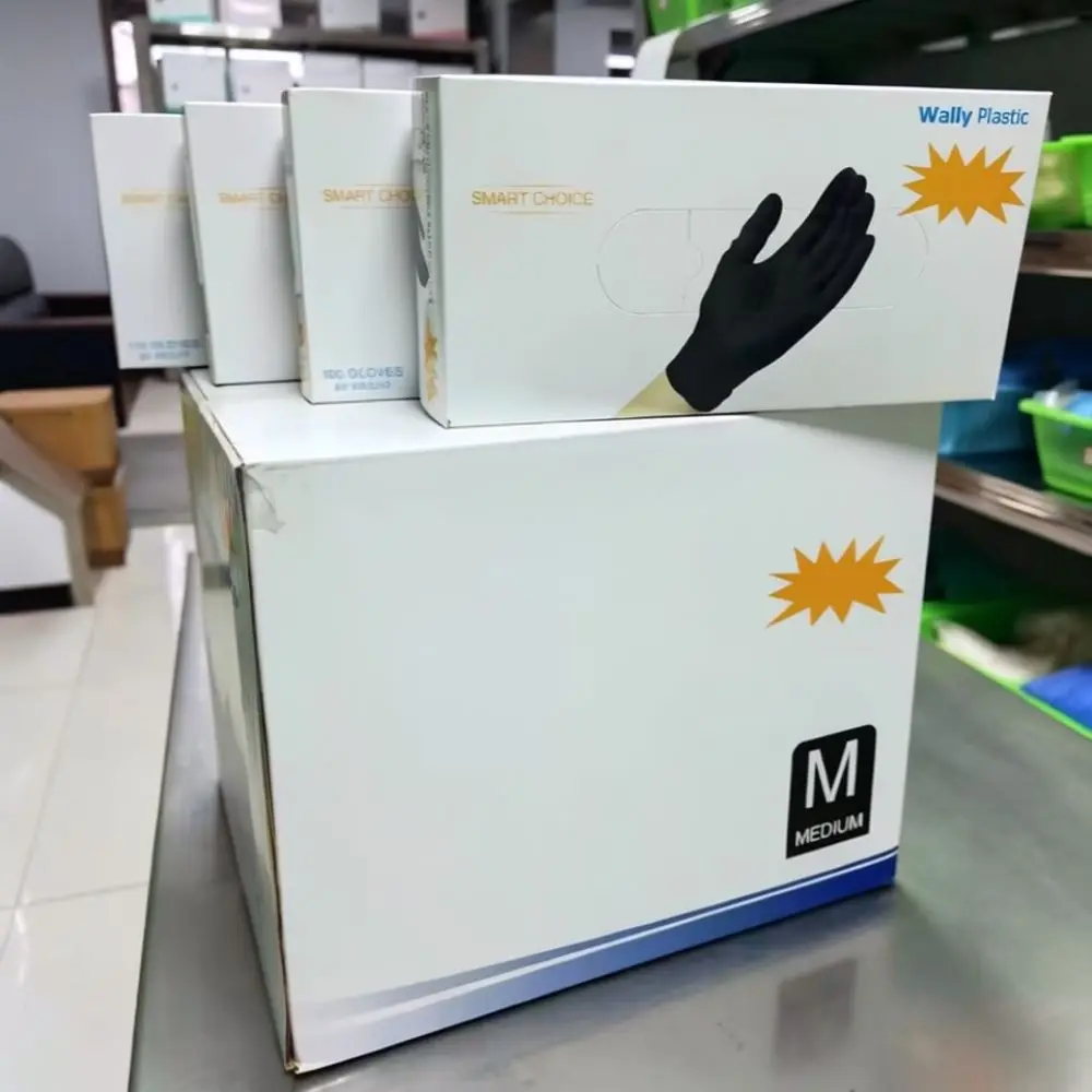 Disposable Nitrile PVC Blended Gloves Black Powder Free Safety Hand Protection For Beauty Salon Tattoo Lab Use