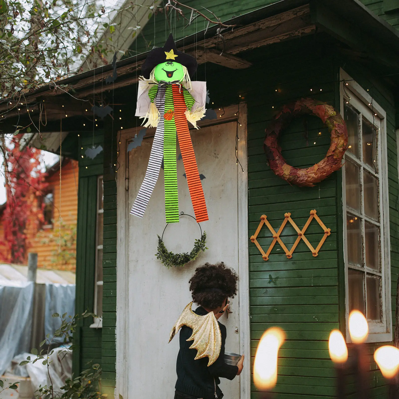 Halloween Hanging Scarecrow Decor Scary Ornament for Indoor Outdoor Layout Party Supplies Garden Yard Haunted House Mantle