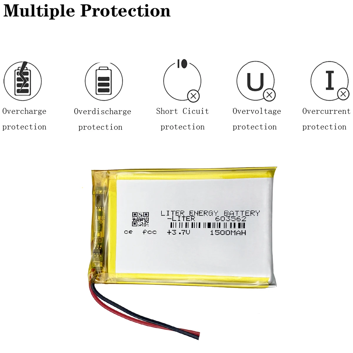 best battery brand Size 063562 3.7V 1500mah 603562 with Protection Board For MP4 GPS Digital Products