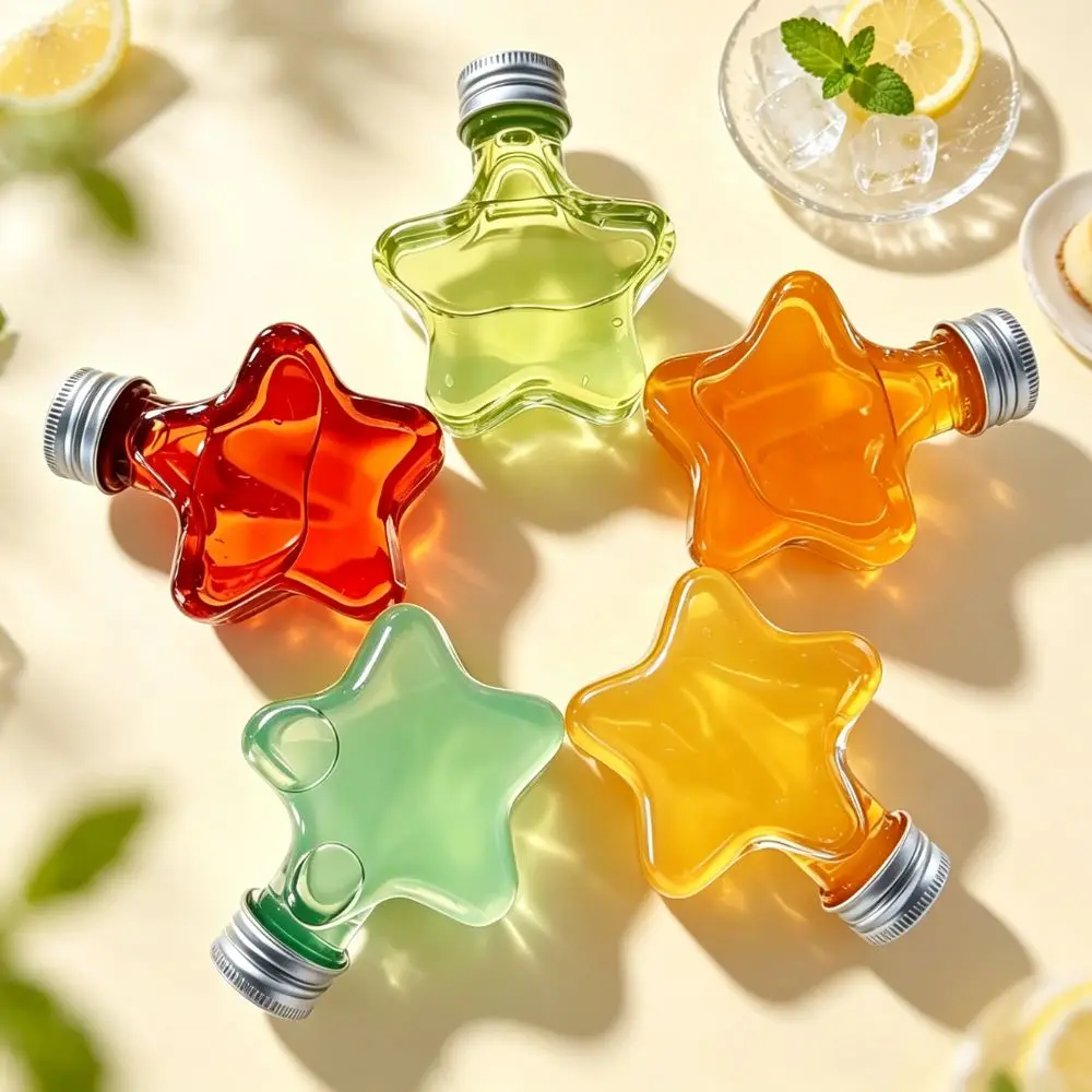 12/20pcs Mini 50ml Star Decor Bottle, Transparent PET Bottle with Silver Cap, Wedding & Christmas Gift Packaging YMY