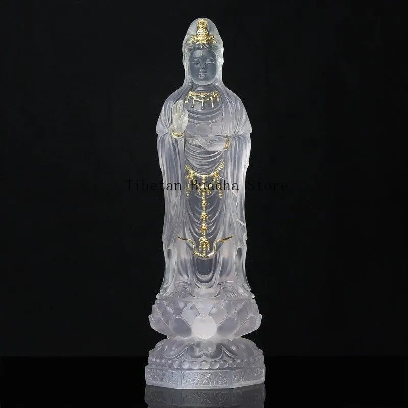 29*9*9cm Glazed Guanyin Statue Nanhai Bodhisattva Home Decor Putuo Mountain