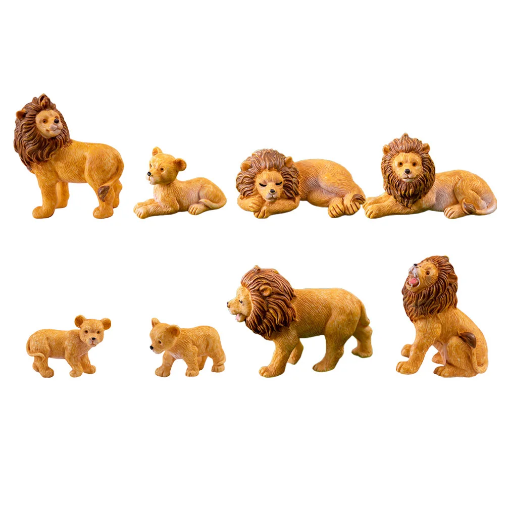 8 Pcs Micro Landscape Lion Shape Desktop Decor Outdoor Accessories Statue Small Resin Mini Miniature