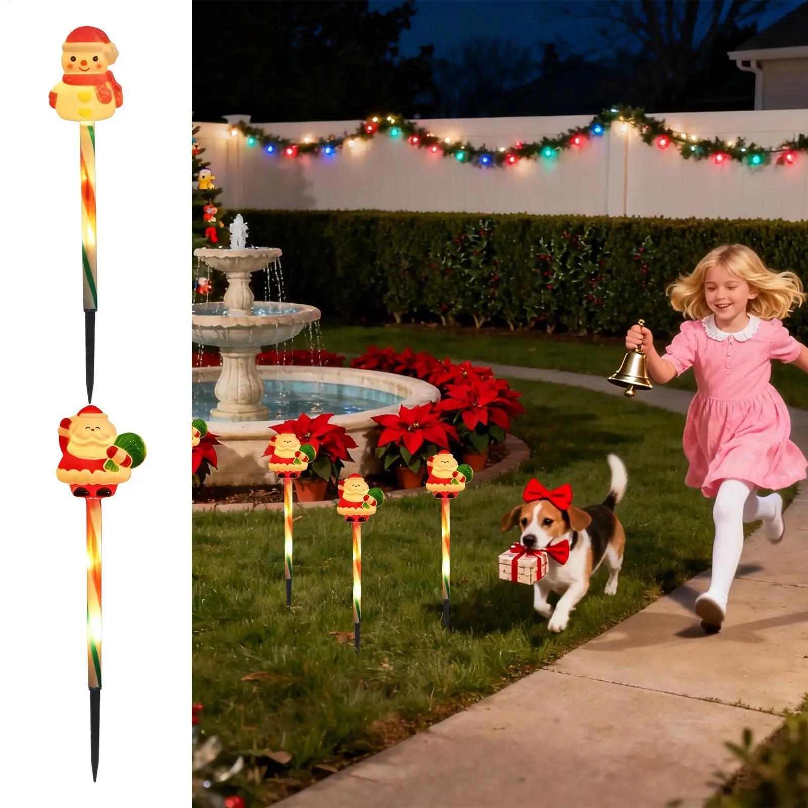 أضواء عيد الميلاد الشمسية في الهواء الطلق 5 قطع إضاءة مقاومة للماء الإضاءة المحيطة أضواء عيد الميلاد الشمسية في الهواء الطلق مقاوم للماء للحديقة #2