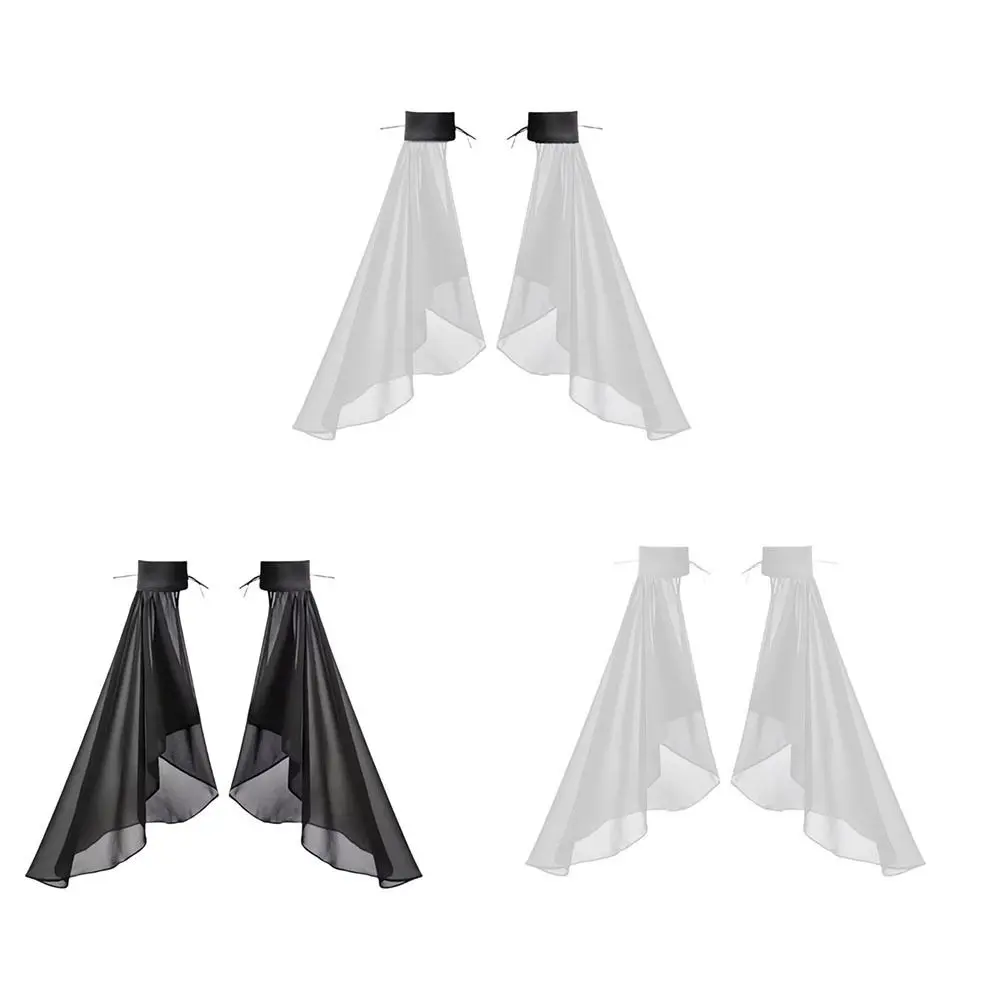 1 Paio di Maniche Lunghe Staccabili in Tulle per Donne, Sottili e Traspiranti, con Polsini in Chiffon e Lacci Regolabili, Protezione Solare