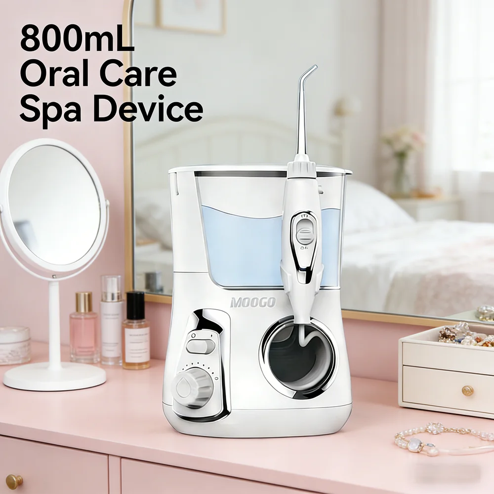

Countertop Oral Irrigator with 800ML Tank, 10 Modes Water Flosser, Home Dental Cleaner for Plaque Removal & Teeth Whitening