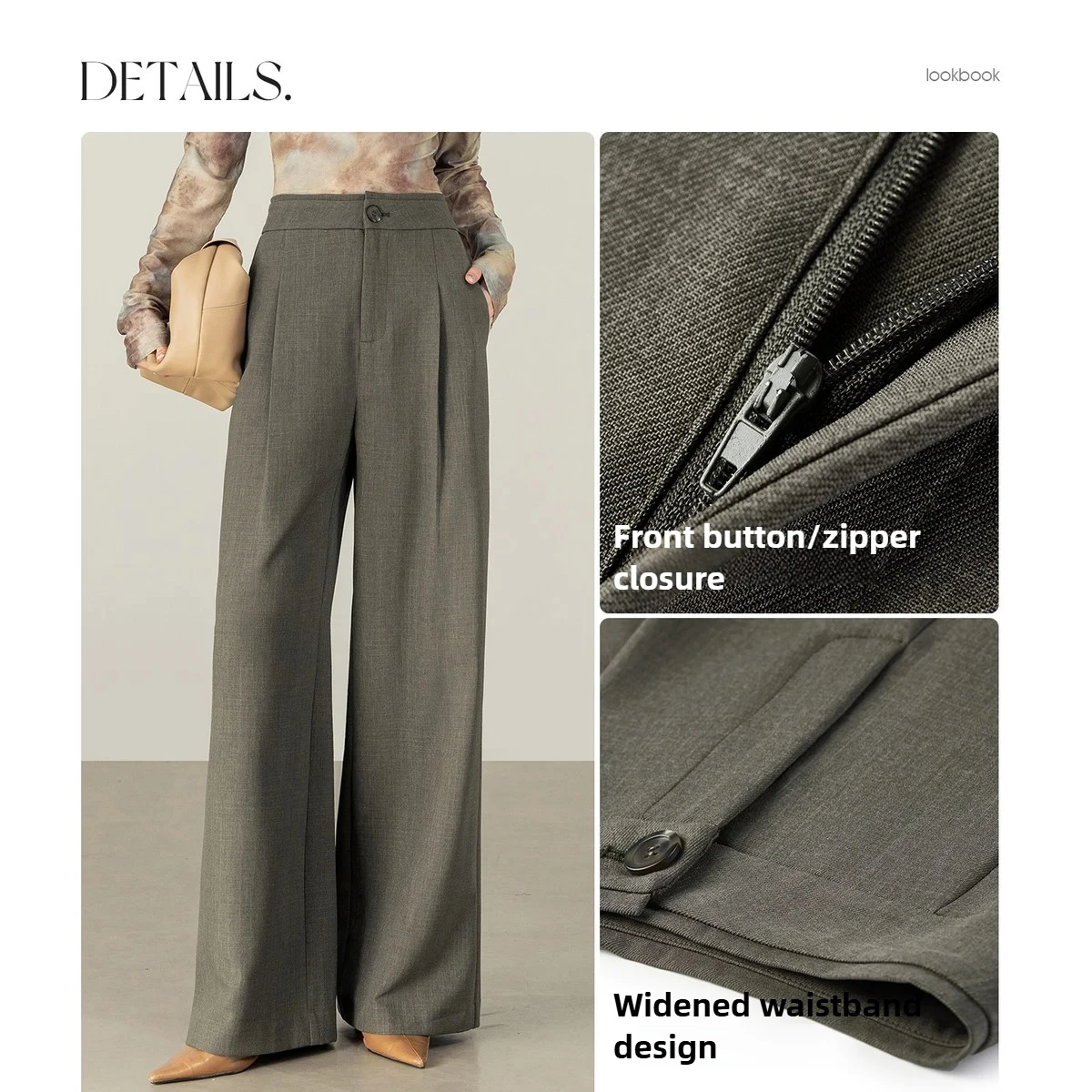 SENTUBILA Casual Wide-leg Pants Women's Autumn New Solid High Waist Pants Fashion Commute Loose-fitting Long Trousers 153K87958