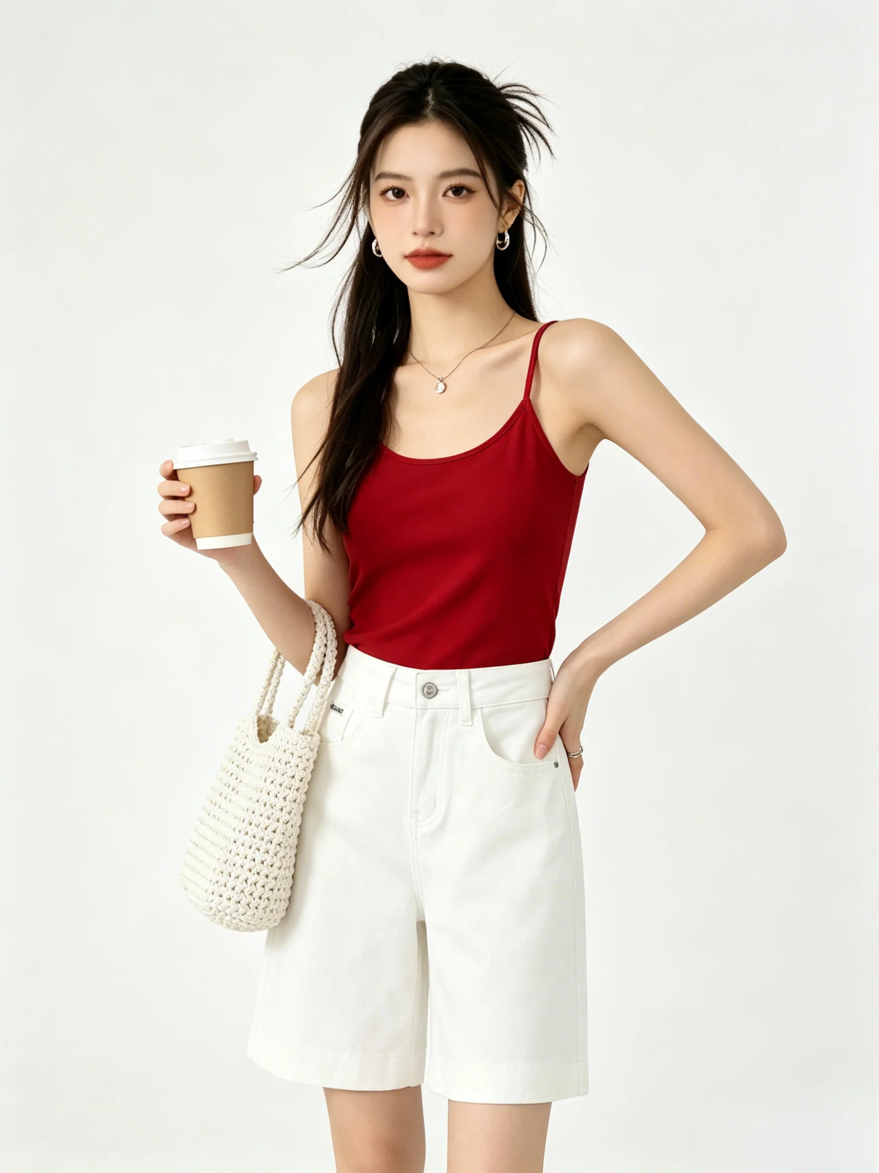 Skin-Friendly Pure Color Korean Style Wide Leg Jeans Casual Loose Slimming Five-Quarter Pants Summer Fashion Anti-Aging