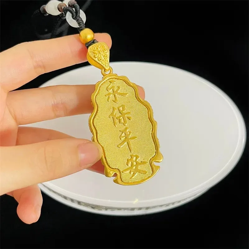 Pryna Jewelry - Collar con colgante grande de Guanyin de oro real de 24K (9999) de lujo ligero, accesorios para hombre y mujer, cadena para suéter a juego