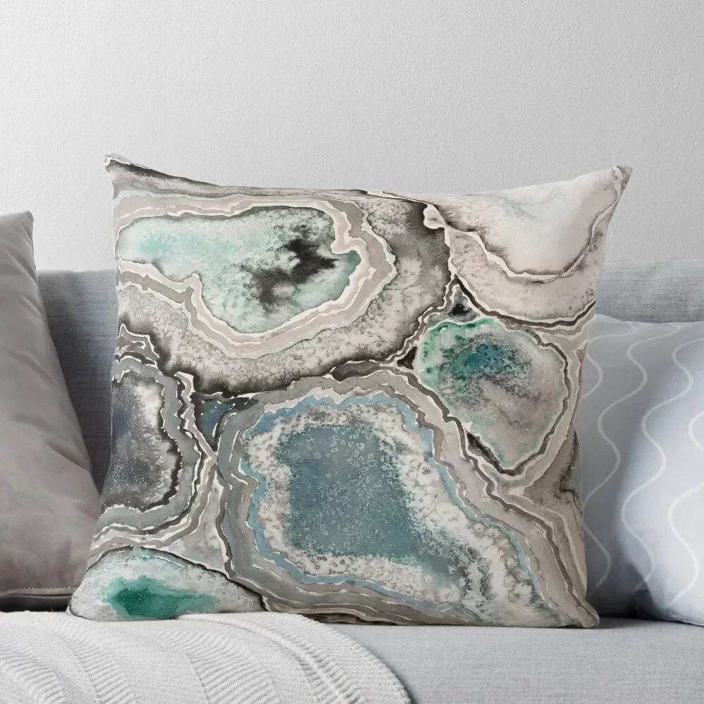 Ode To Geode - Blue/Teal Throw Pillow Cusions Cover pillow pillowcase Cushions pillow cover christmas