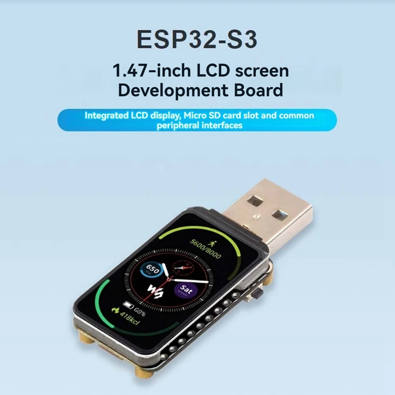 Placa de desenvolvimento ESP32-S3 1.47 Polegada display lcd on-board rgb cor micro-sd titular do cartão porta serial usb de velocidade total