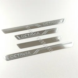 Stainless Chrome Car Door Sill Kick Scuff Plate Protector Trim Cover Guard For Skoda Octavia 4 A5 A7 A8 2014-2019 2020 2021~2023