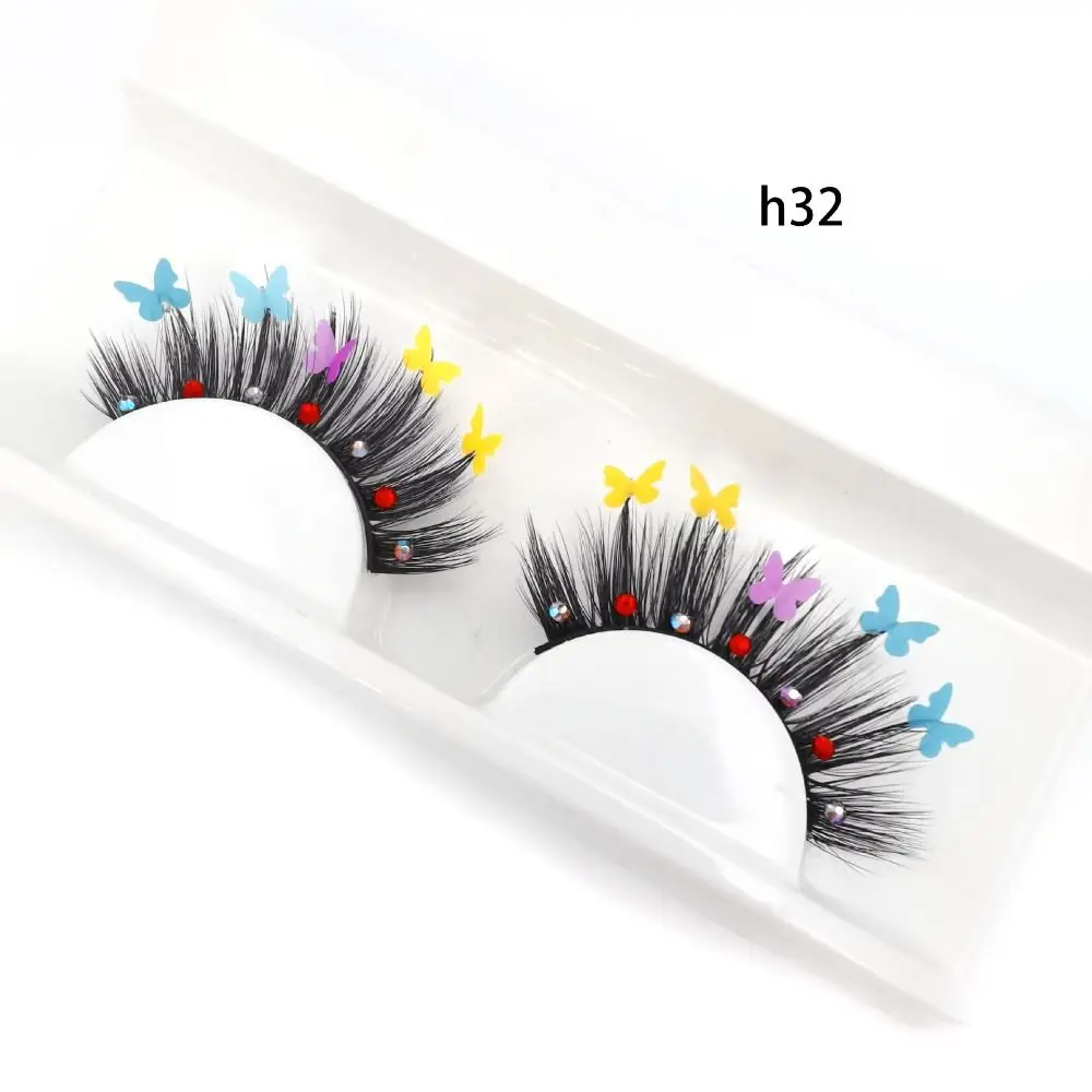 Simulation Flauschige Schmetterling Wimpern Glitter Wiederverwendbare 5D Nerz Wimpern Einteilige Comics Cosplay Falsche Wimpern Frauen