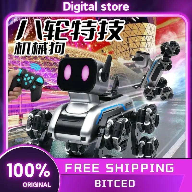 Stunt Eight Wheel Smart Remote Fancy Control Robot Dog Remote Control Toy Children'S Electric Mechanical Dog Pattern Custom Gift