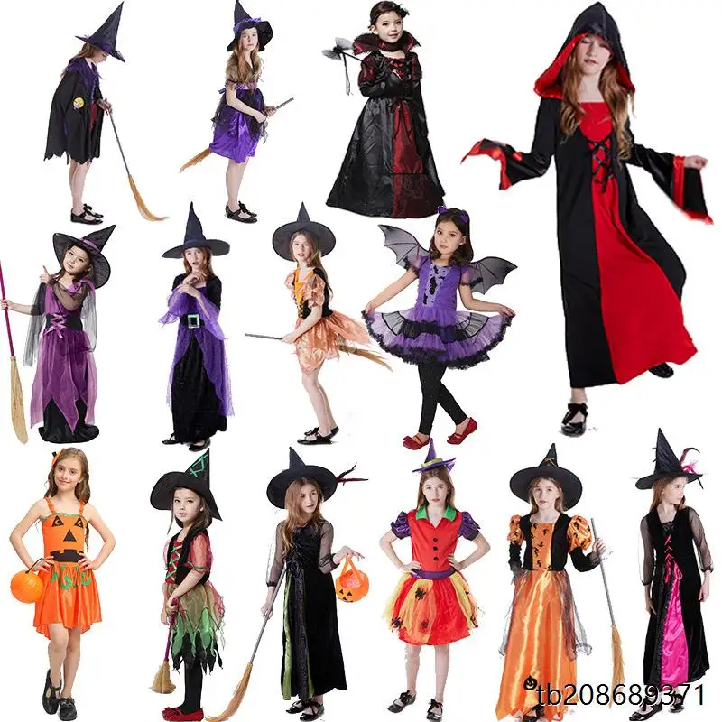 

Детский костюм для выступлений на Хэллоуин, наряд ведьмы и летучей мыши, фиолетовая юбка доктора ведьмы для девочек, сценическое представление, традиционный ханьфу