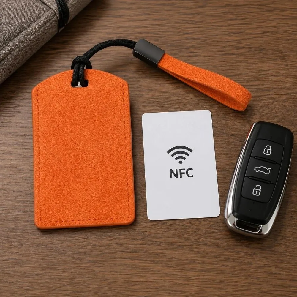 Portable Suede Key Card Holder Case Mini Protector Cover Card Holder Leather Lightweight Key Cover Auto Accessories