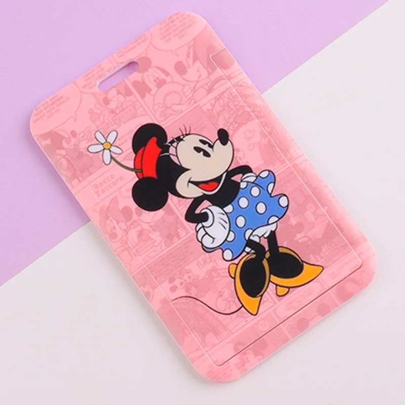 Disney Mickey Minnie Card Holders Action Figures Toy Goofy Daisy Cartoon Hanging Accessories Door ID Cards Case Holder Kids Gift