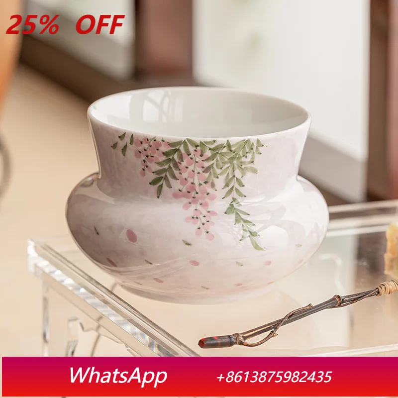

LTT hand-painted wisteria flower Jianshui tea wash large ceramic tea set Chinese desktop tea residue tank