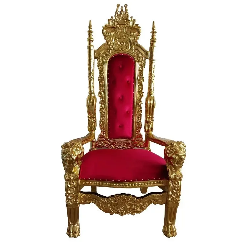 Chair: Luxury king chair, high back wedding chair, hotel club photography decoration chair, FRP carved chair
