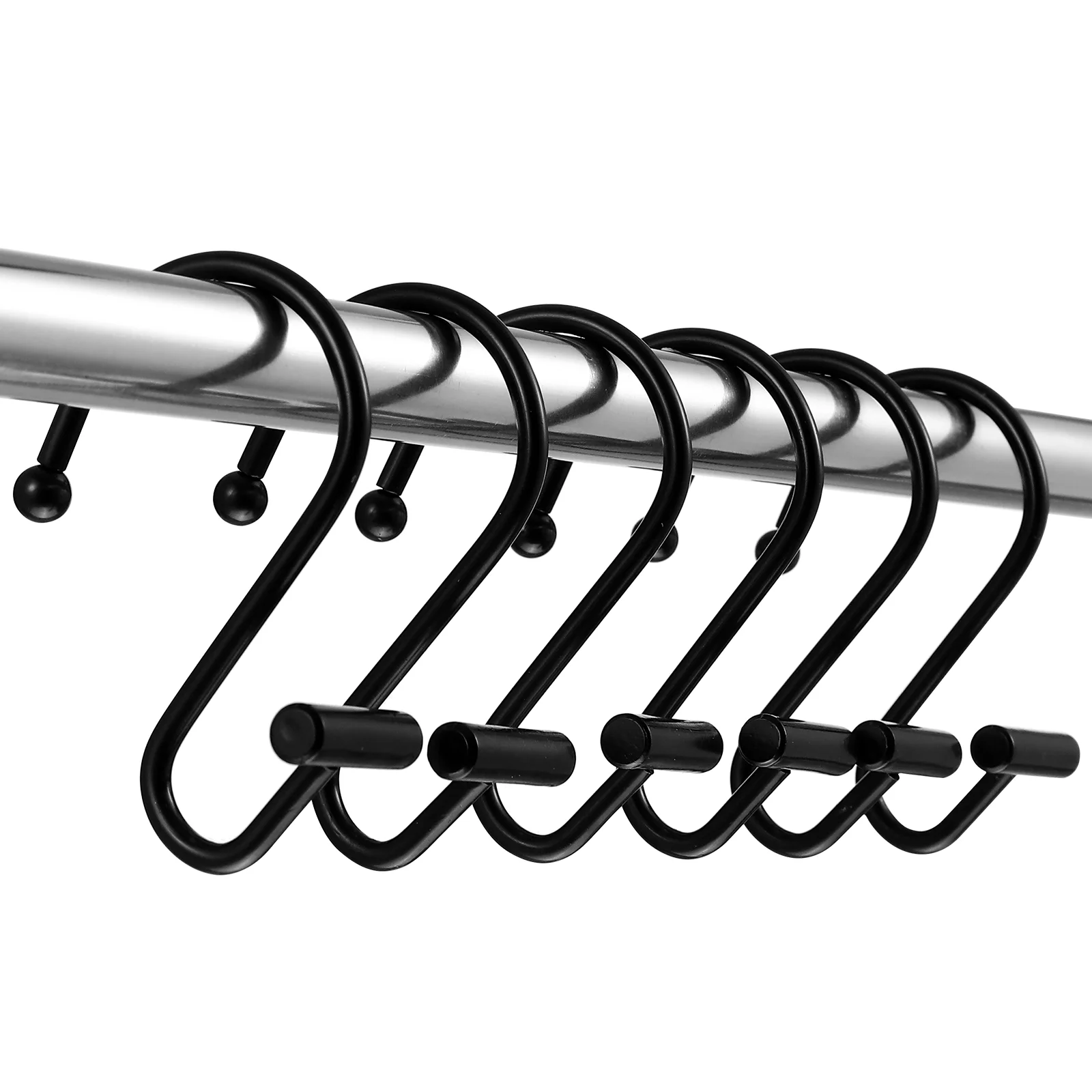 12 Pcs Shower Curtain Hooks Black Hanger Holdbacks up Iron Rod Hangers Drapes Holders