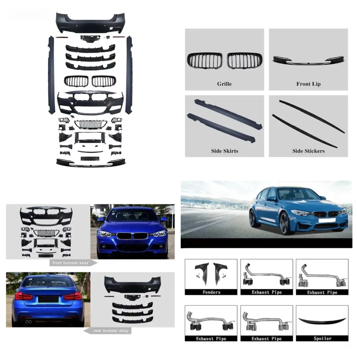 

Car Modified Body Kits For 3 Series F30 2012-2018 Modified To M-tech Front Bumper Rear Bumper Grille Side Skirt F30/35