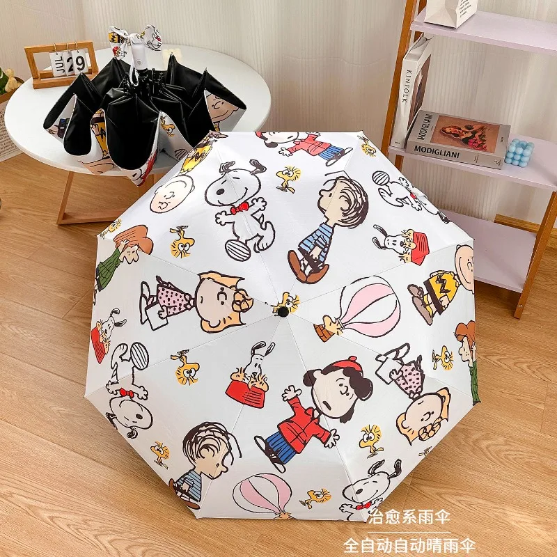 Snoopy Cartoon Animation Creative Fully Automatic Rain or Shine Umbrella Cute Fashion High-Value Sun Protection Folding Parasol