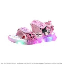 Disney turenie-Sandales décontractées à lumière LED pour filles, baskets de princesse, chaussures d'extérieur pour enfants, sandales pour bébés