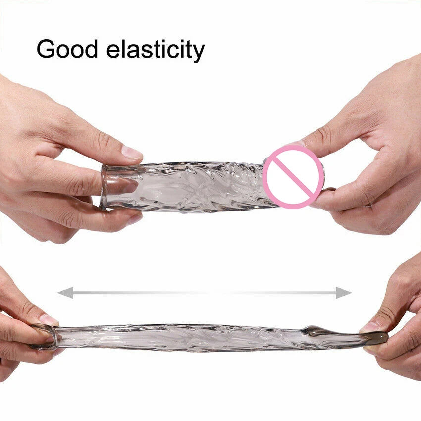 Crystal Penis Extender Transparent Condoms Enlarger Sleeve Reusable Condom Delay Ejaculation Intimate Goods for Couples Sex Toys