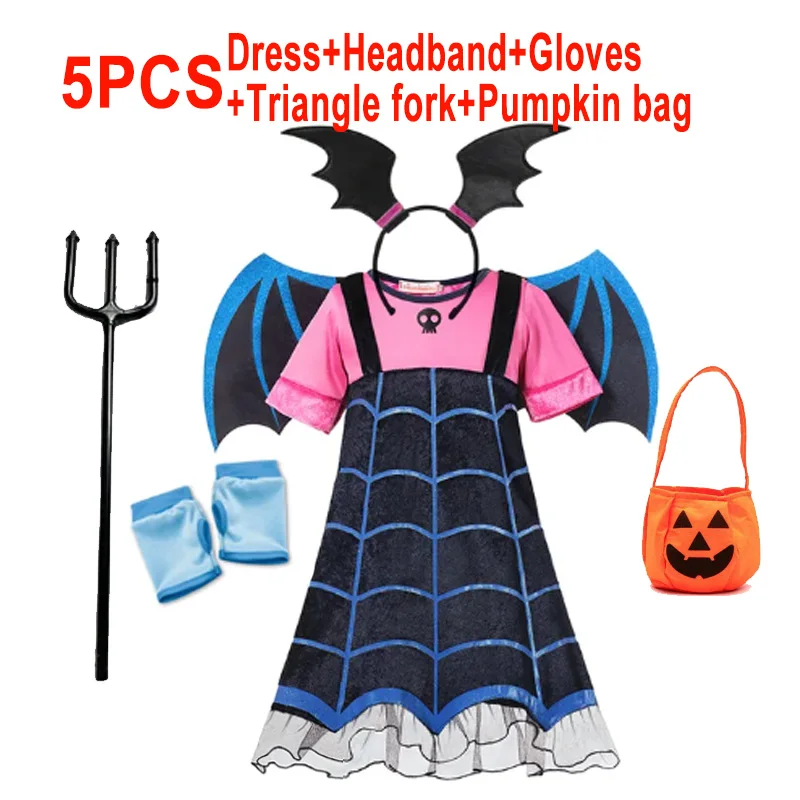 Halloween Girls Witch Dress Carnival Party Toddler Kids Bat Costume Dress Up bambini Clown Vampire Pumpkin Clothes Suit