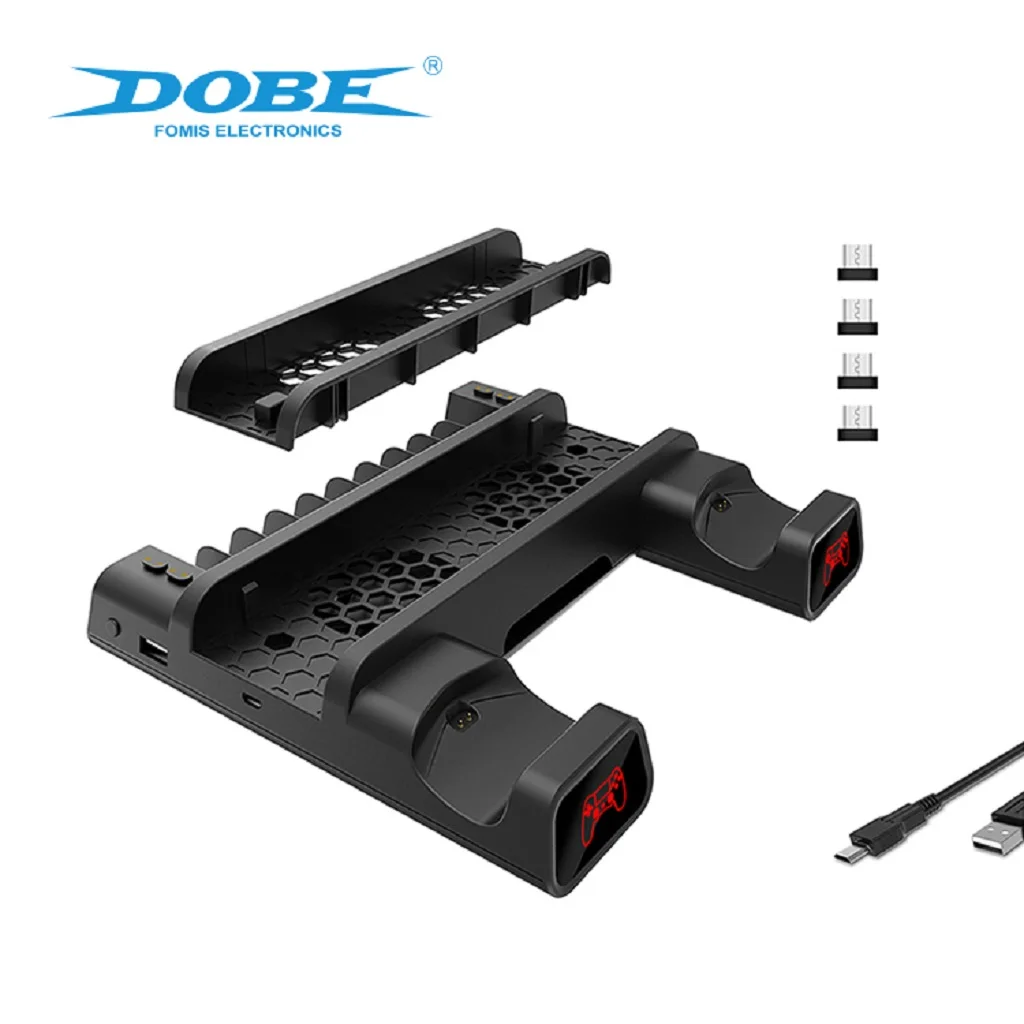 Multi-functional Cooling Station TP4-19076 for PS4 Slim/Pro/PS4 Consoles,Vertical Stand with Dual Controller Port&10 Game Slots
