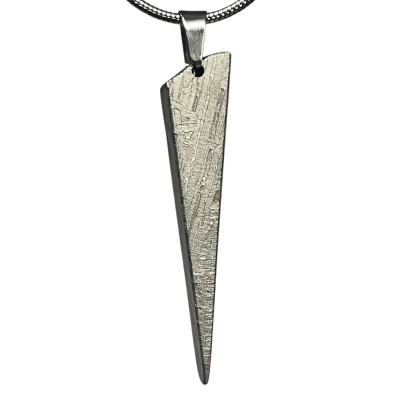 Natural Muonionalusta Meteorite Long Spike Pendant Nickel Plating Craft Genuine Swedish Meteorite Slice Pendant Necklace LK578