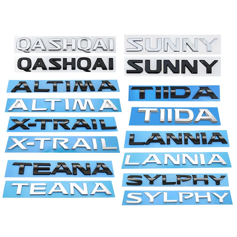 ABS Car Styling Letter Logo Rear Trunk Tail Nameplate Sticker For Nissan ALTIMA LANNIA QASHQAI SUNNY SYLPHY TEANA TIIDA X-TRAIL