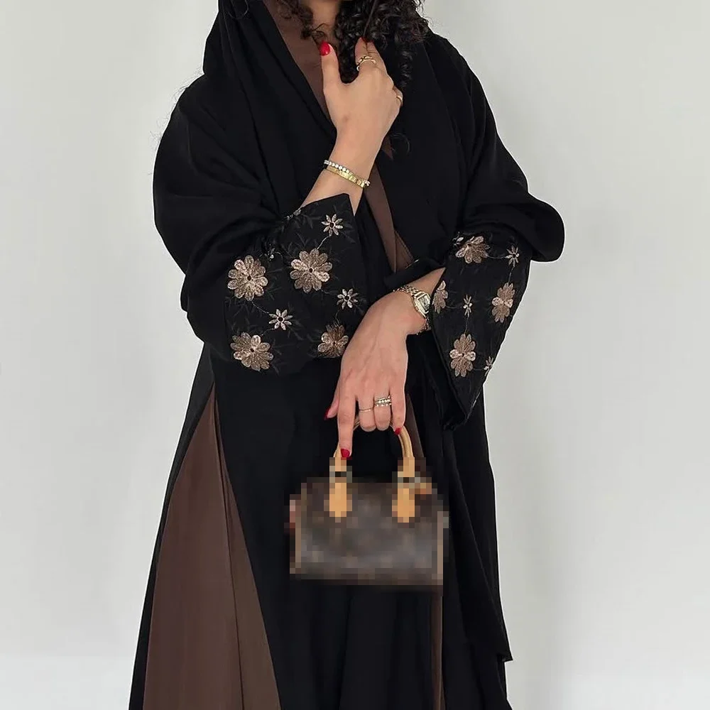 Eid broderie Abayas femmes Robe musulmane dubaï caftan Kimono Cardigan Ramadan Islam Jalabiya Kebaya Caftan Marocain Femme Robe
