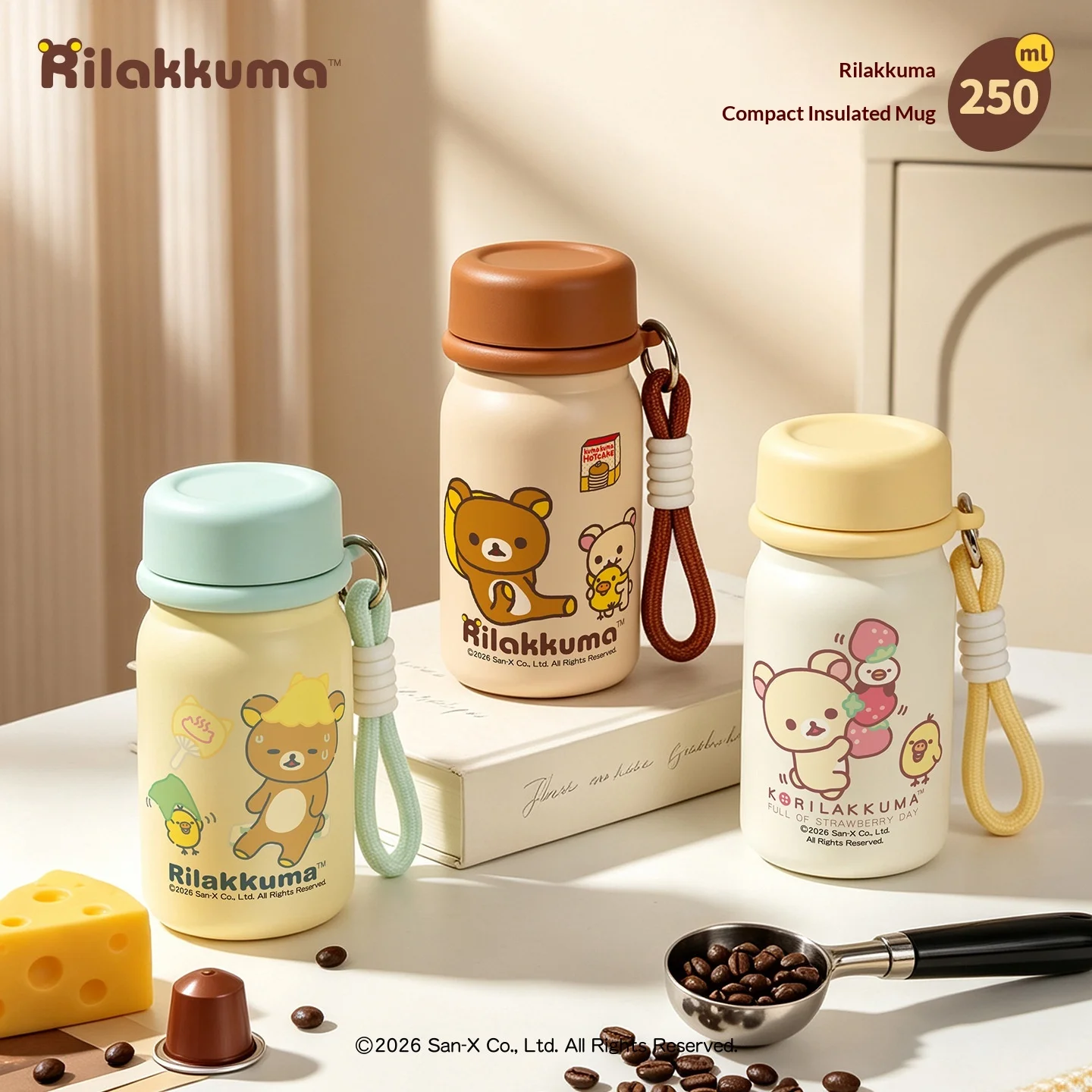 Rilakkuma Insulated Water Bottle 250Ml 316L Stainless Steel Straw Portable Leakproof Travel Drinkware Gift For Women