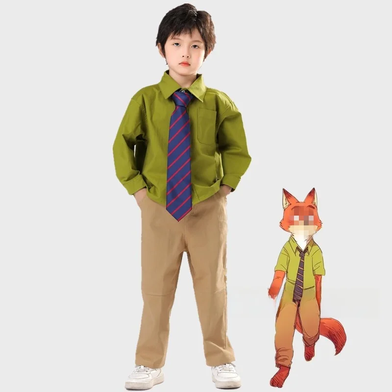 

Zootopia Nick Cosplay Costume Children's Halloween Suit Shirt Set Performance Outfit Polyester Material Traditional Chine...