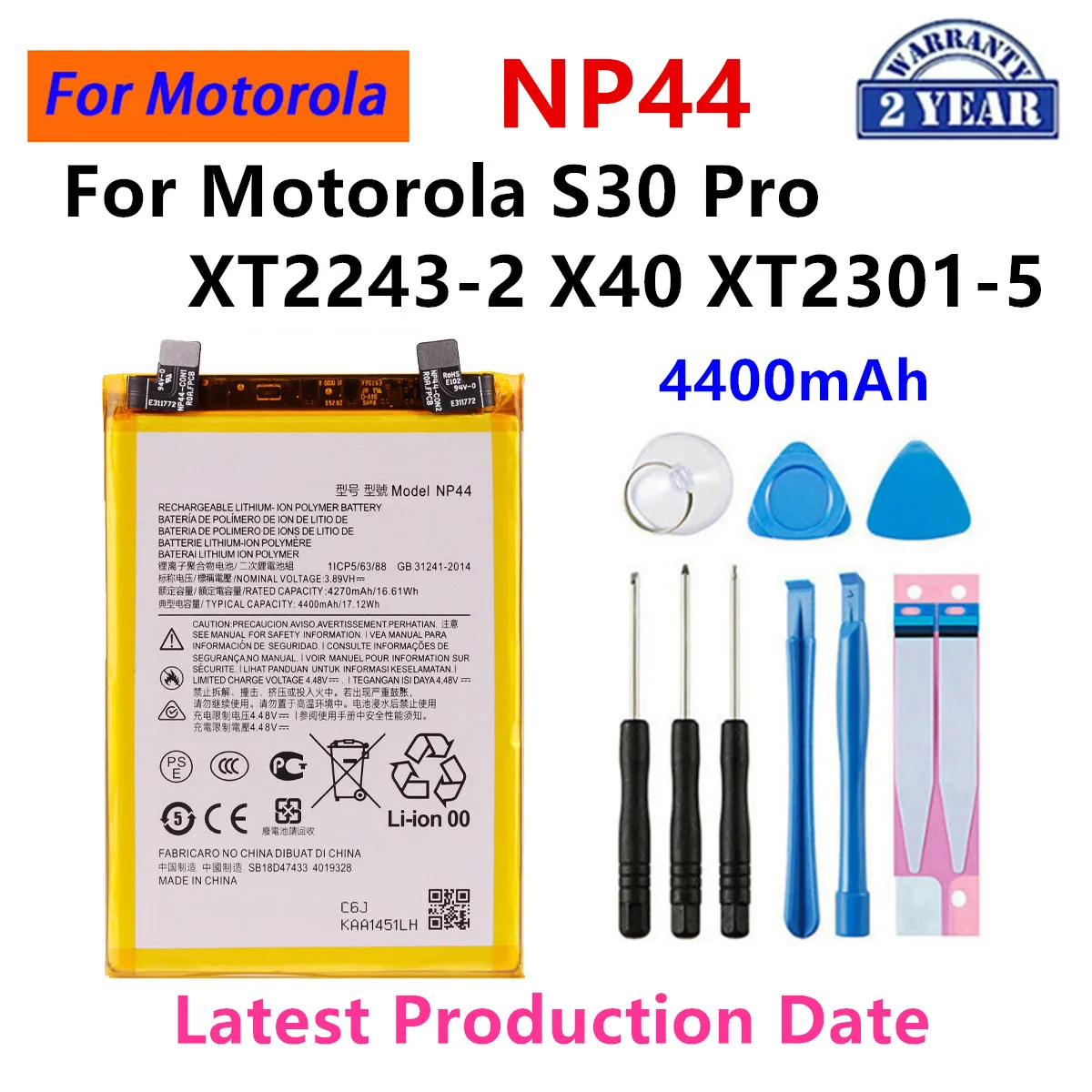 

Brand New NP44 4400mAh Battery For Motorola S30pro S30 Pro XT2243-2 X40 XT2301-5 Mobile phone Batteries+Tools