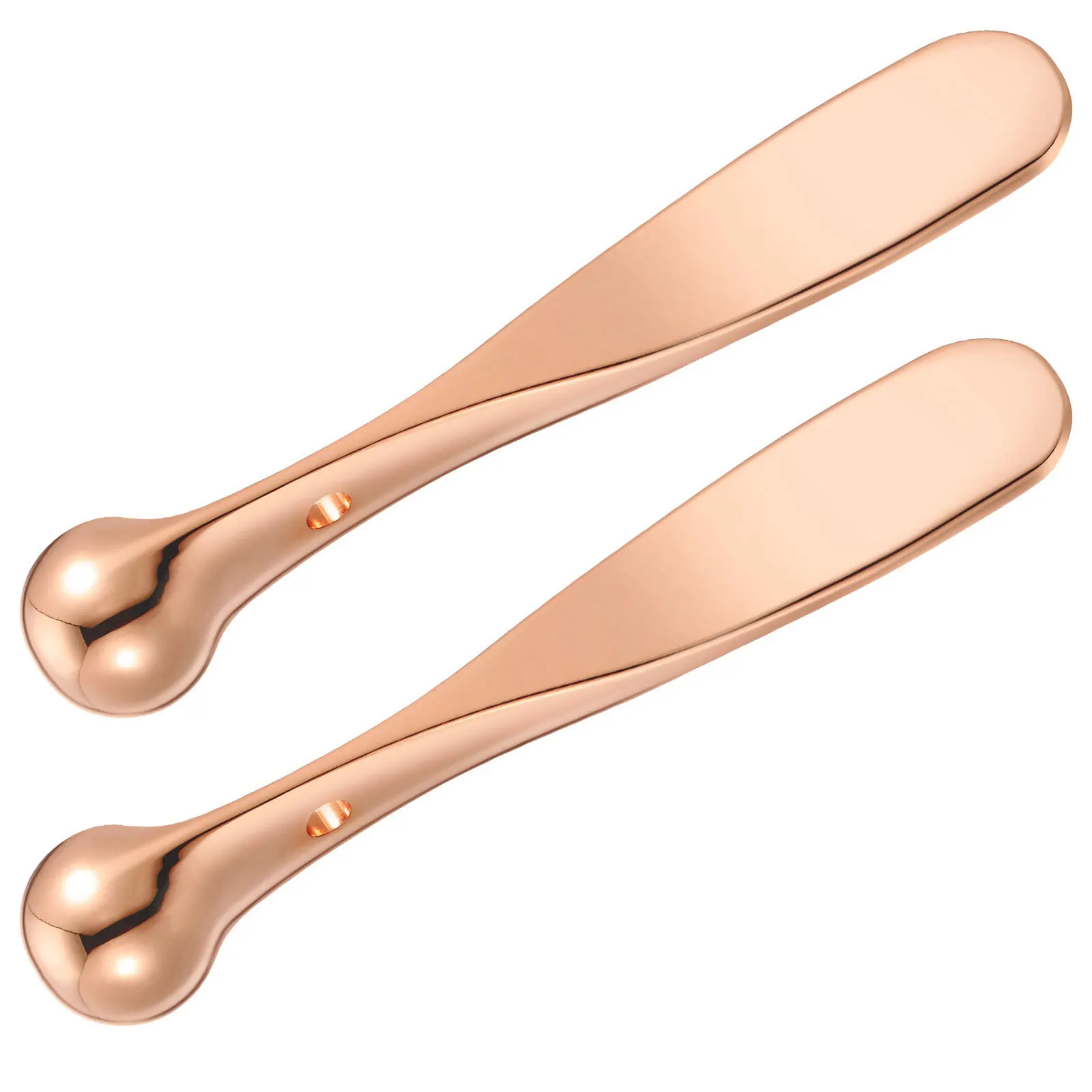 

2pcs Eye Cream Spoon Massage Stick Zinc Alloy Portable Skin Care Tool Mini Metal Spatula For Eye Edema Reduction Face Beauty