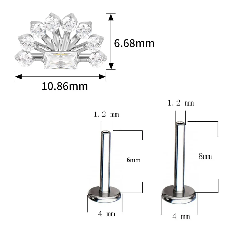 ASTM F136 التيتانيوم الأذن قطعة قلادة لوتس مستطيل القرط تشيكوسلوفاكيا معبد الخيوط الأذن مربط الزنمة الشفاه مصنع هيئة ثقب المجوهرات