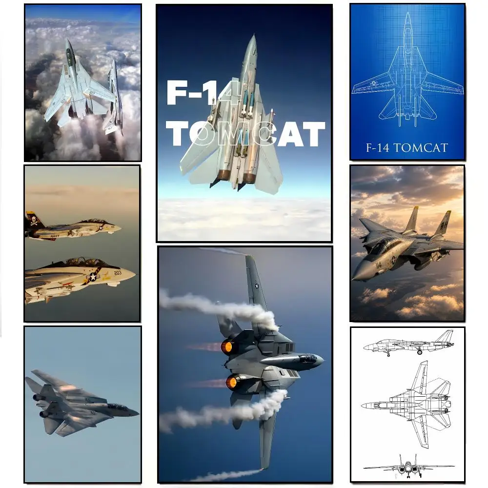 Classic F-F-14 Tomcat Poster Artwork Self Adhesive Indoor Wall Hanging Room Decor Gift