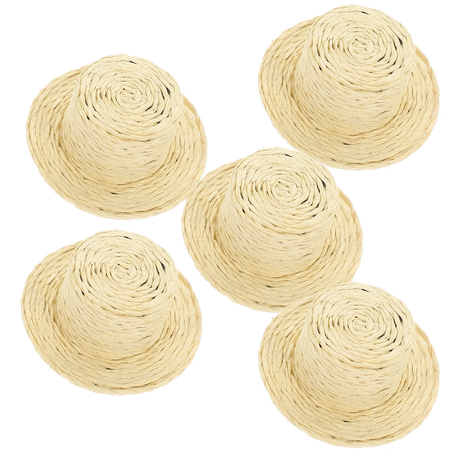 5 قطعة قبعة صغيرة قبعات القش الصغيرة DIY بها بنفسك الحرفية ديكور المنسوجة قبعة صور الدعامة ملحق لوازم ديكور المنزل الطرف