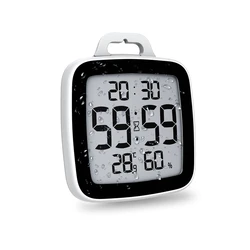 LCD Screen Waterproof Digital Bathroom Wall Clock Temperature Humidity Meter Countdown Time Flip Shower Clocks With Hook Timer