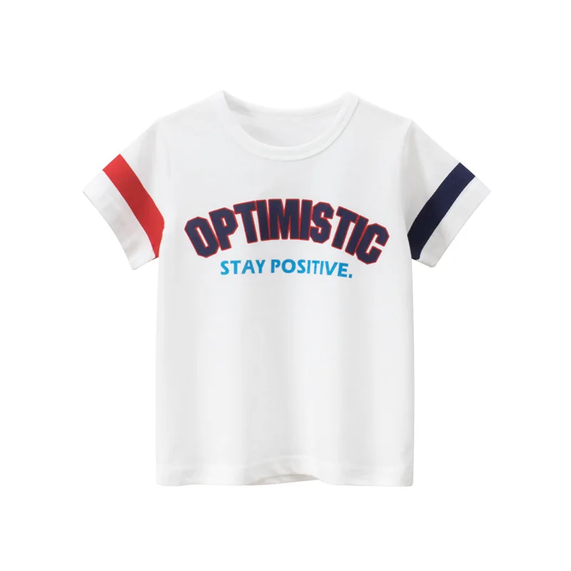 2022 Summer Children Short Sleeve T-Shirts Clothes for Boys Girls Positive Energy Letter Tops Baby Tees Bottoming Shirts