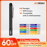 ACEBEAM PT20 penlight compact EDC flashlight 500 lumens 80 meters compatible with 2 AAA batteries 3 brightness level daily torch