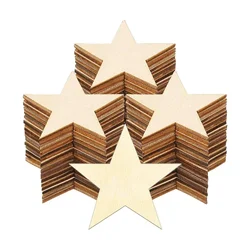 10pcs 10cm Unfinished Wooden Star Blank Natural Wood Slices Wooden Cutout Tiles for DIY Crafts Painting, Wedding, and Home Decor