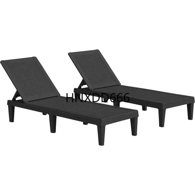 

Patio Chaise Lounge Chair Set of 2 Outdoor PE Waterproof Adjustable Easy Assembly Lounge Chairs for Outside