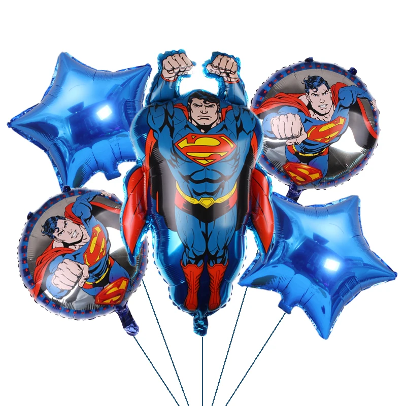 5PCS DC superman Balloon set Cartoon superhero foil Balloons for child Birthday Party Decoration boy Baby shower Gifts Supplies