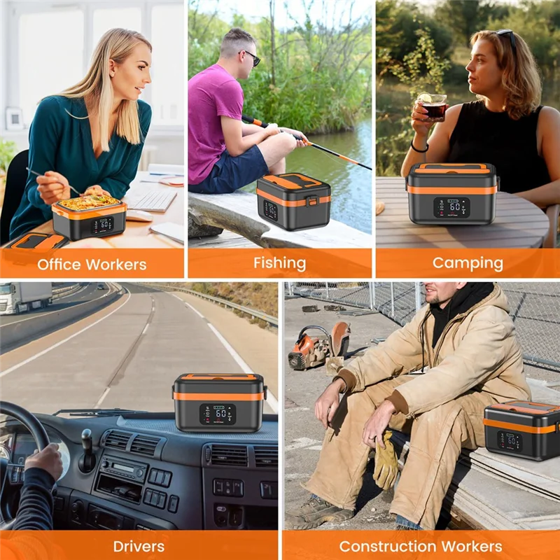 

A005-Cordless Electric Lunch Box,Rechargeable Self-Heating Food Warmer With 16000Mah Battery,For Work/Travel/Car/Office