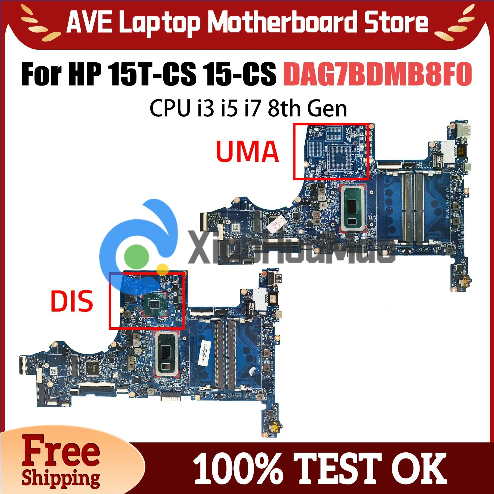 Notebook Systemboard Voor HP Pavilion 15T-CS 15-CS L34174-001 L34173-601 DAG7BDMB8F0 Laptop Moederbord CPU I3 I5 I7 8e Gen