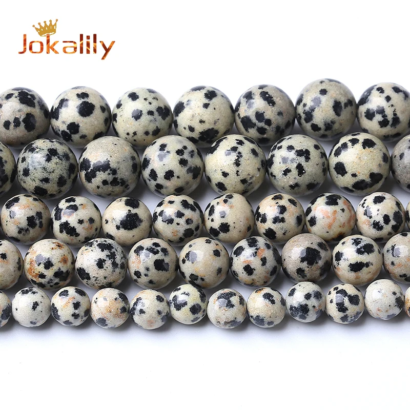 Natural Black Dalmation Jaspers Stone Beads For Jewelry Making DIY Charms Bracelets Necklace Round Loose Beads 4 6 8 10 12mm 15