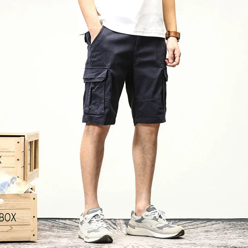 Summer Men\'s Outdoor Cargo Shorts Loose Multi-pocket Cotton Casual Pants Shorts Safari Style Workout Shorts Fashion Shorts Men