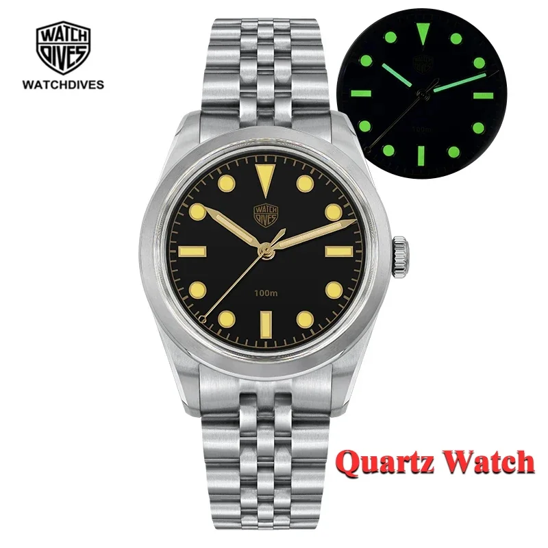 

Watchdives WD1950S 36mm Quartz Watch C3 Super Luminous Bubble K1 Crystal VH31 Movement 100m Waterproof Retro Dress Wristwatch
